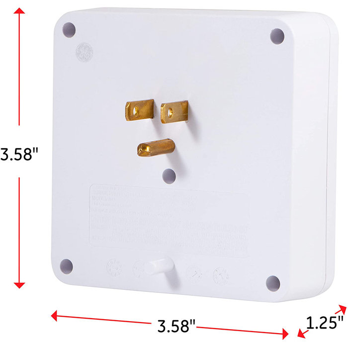 GE 6Outlet Wall Tap with Surge Protection, 1020J, White, 36727